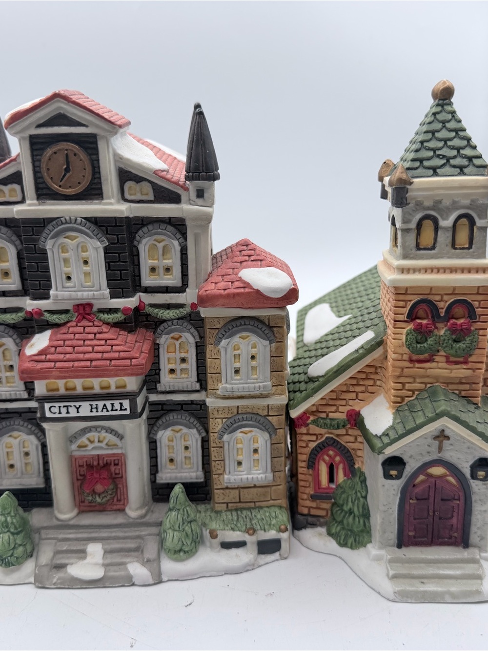Grandeur Noel City Hall and Church lighted Christmas Houses